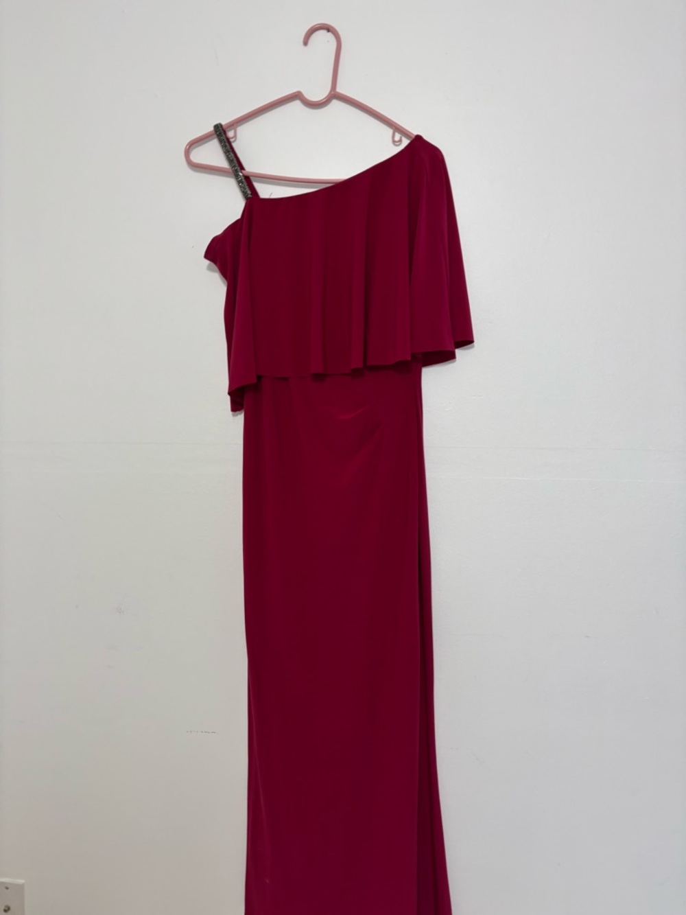 Ralph Lauren One-Shoulder Raspberry Red Evening Dress